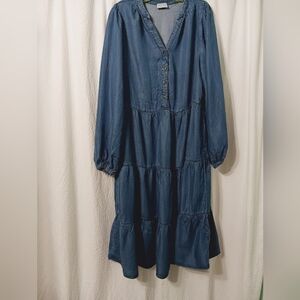 Haily & Co flared  denim, long sleeves, V-neck with button-up Size M